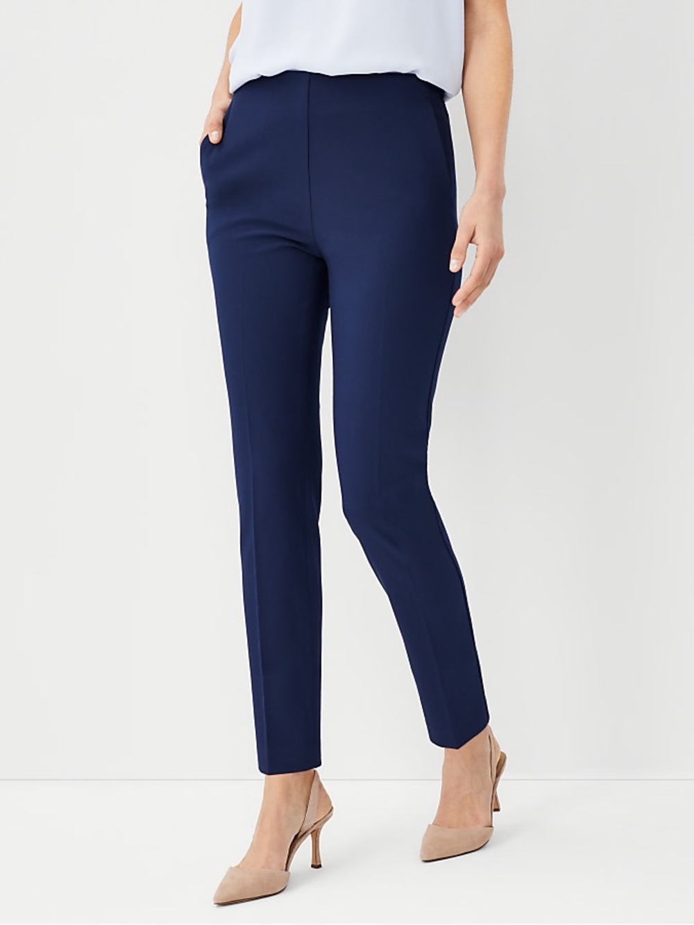 Ann Taylor Navy Blue Bi-Stretch Straight Dress Pants Size 14 New with Tags